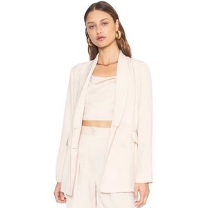 4SI3NNA Neutral Cream Collared Long-Sleeve Blazer NWT
